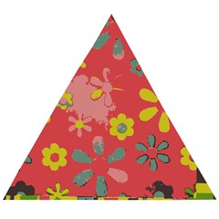 Flowers Pattern Wooden Puzzle Triangle