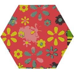 Flowers Pattern Wooden Puzzle Hexagon