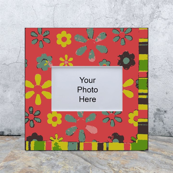 Flowers Pattern White Box Photo Frame 4  x 6 