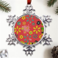 Flowers Pattern Metal Large Snowflake Ornament