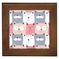 Cute Seamless Pattern With Cats Framed Tile by Simbadda