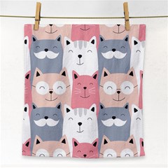 Cute Seamless Pattern With Cats Face Towel by Simbadda