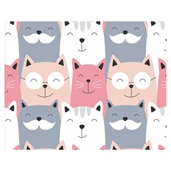 Cute Seamless Pattern With Cats Two Sides Premium Plush Fleece Blanket (medium) by Simbadda