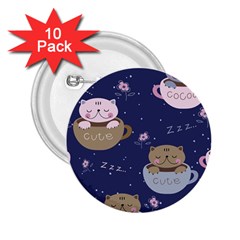 Cute Kittens Sleep Sweetly Mugs 2 25  Buttons (10 Pack)  by Simbadda