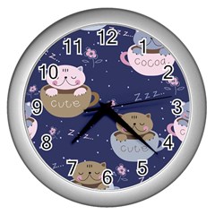 Cute Kittens Sleep Sweetly Mugs Wall Clock (silver) by Simbadda