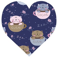 Cute Kittens Sleep Sweetly Mugs Wooden Puzzle Heart by Simbadda