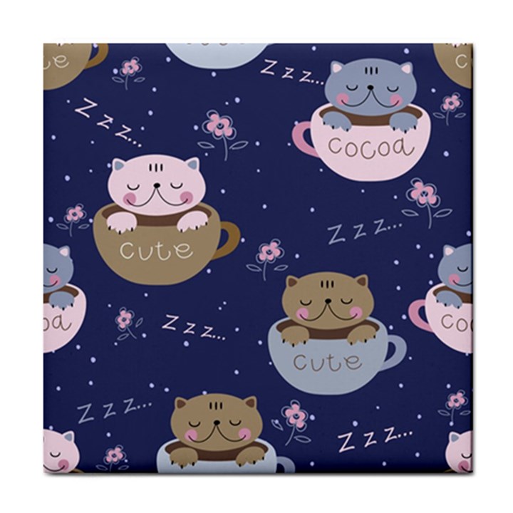 Cute Kittens Sleep Sweetly Mugs Tile Coaster