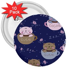 Cute Kittens Sleep Sweetly Mugs 3  Buttons (10 Pack)  by Simbadda