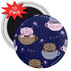 Cute Kittens Sleep Sweetly Mugs 3  Magnets (10 Pack) 