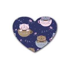 Cute Kittens Sleep Sweetly Mugs Rubber Heart Coaster (4 Pack) by Simbadda