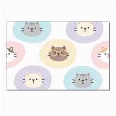 Cute Cat Seamless Pattern Background Postcard 4 x 6  (pkg Of 10) by Simbadda