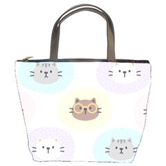 Cute Cat Seamless Pattern Background Bucket Bag by Simbadda