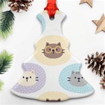 Cute Cat Seamless Pattern Background Christmas Tree Ornament (Two Sides) Back