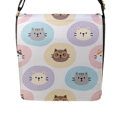 Cute Cat Seamless Pattern Background Flap Closure Messenger Bag (l) by Simbadda