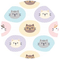 Cute Cat Seamless Pattern Background Wooden Puzzle Round by Simbadda