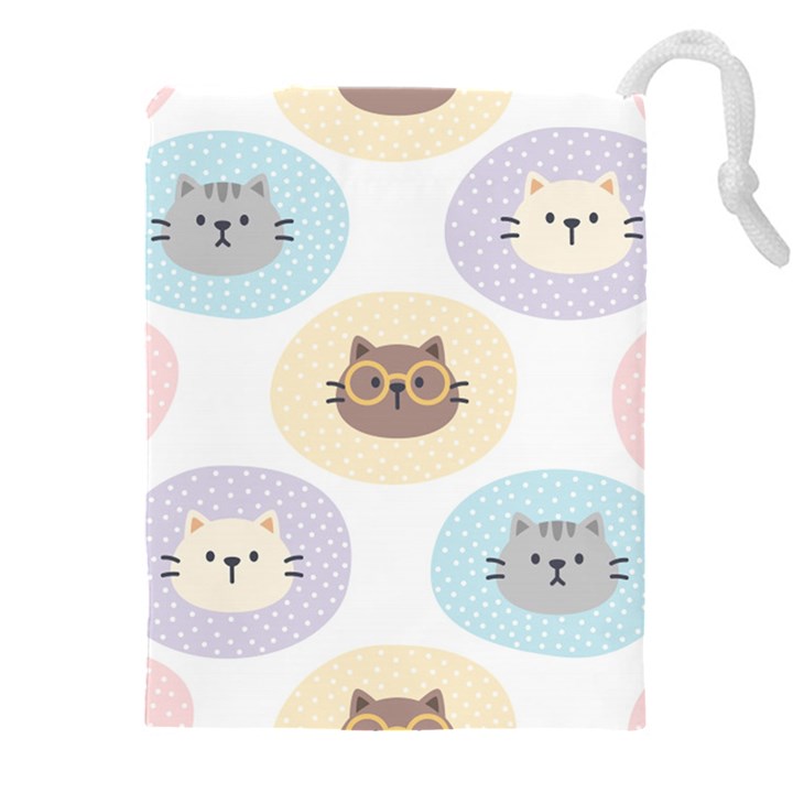 Cute Cat Seamless Pattern Background Drawstring Pouch (4XL)