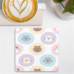 Cute Cat Seamless Pattern Background Uv Print Square Tile Coaster  by Simbadda