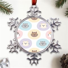 Cute Cat Seamless Pattern Background Metal Large Snowflake Ornament by Simbadda