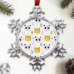 Seamless Pattern Cute Animals Metal Large Snowflake Ornament by Simbadda