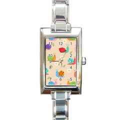 Seamless Pattern Cute Snail With Flower Leaf Rectangle Italian Charm Watch by Simbadda