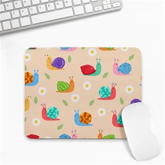 Seamless Pattern Cute Snail With Flower Leaf Small Mousepad by Simbadda