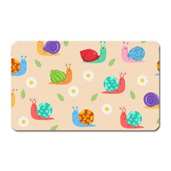 Seamless Pattern Cute Snail With Flower Leaf Magnet (rectangular) by Simbadda