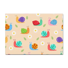 Seamless Pattern Cute Snail With Flower Leaf Sticker A4 (10 Pack) by Simbadda