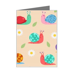 Seamless Pattern Cute Snail With Flower Leaf Mini Greeting Card by Simbadda