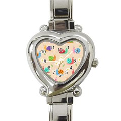 Seamless Pattern Cute Snail With Flower Leaf Heart Italian Charm Watch by Simbadda