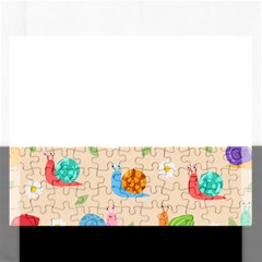 Seamless Pattern Cute Snail With Flower Leaf Rectangular Jigsaw Puzzl by Simbadda