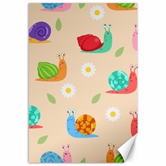 Seamless Pattern Cute Snail With Flower Leaf Canvas 12  X 18  by Simbadda