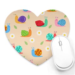 Seamless Pattern Cute Snail With Flower Leaf Heart Mousepad by Simbadda