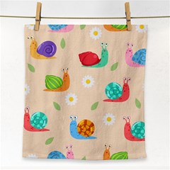 Seamless Pattern Cute Snail With Flower Leaf Face Towel by Simbadda