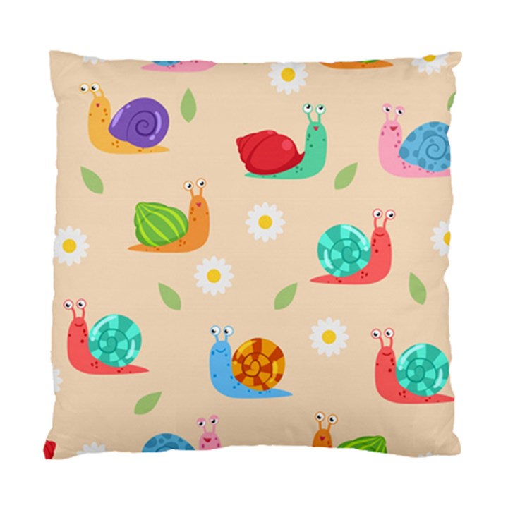 Seamless Pattern Cute Snail With Flower Leaf Standard Cushion Case (One Side)