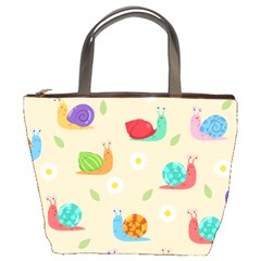 Seamless Pattern Cute Snail With Flower Leaf Bucket Bag by Simbadda