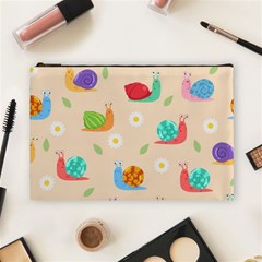 Seamless Pattern Cute Snail With Flower Leaf Cosmetic Bag (large) by Simbadda