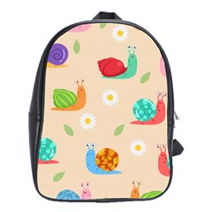 Seamless Pattern Cute Snail With Flower Leaf School Bag (large) by Simbadda