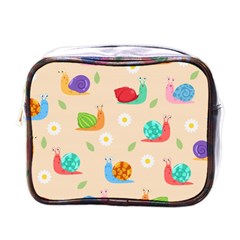 Seamless Pattern Cute Snail With Flower Leaf Mini Toiletries Bag (one Side) by Simbadda