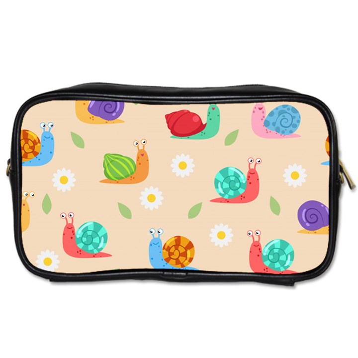 Seamless Pattern Cute Snail With Flower Leaf Toiletries Bag (One Side)