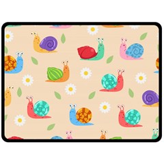 Seamless Pattern Cute Snail With Flower Leaf Fleece Blanket (large) by Simbadda