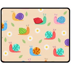 Seamless Pattern Cute Snail With Flower Leaf Fleece Blanket (medium) by Simbadda