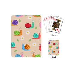 Seamless Pattern Cute Snail With Flower Leaf Playing Cards Single Design (mini) by Simbadda