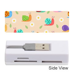 Seamless Pattern Cute Snail With Flower Leaf Memory Card Reader (stick) by Simbadda