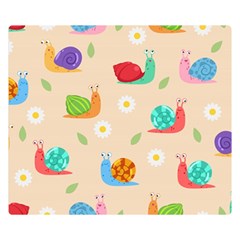 Seamless Pattern Cute Snail With Flower Leaf Two Sides Premium Plush Fleece Blanket (small) by Simbadda