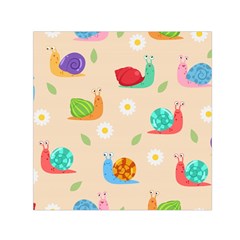 Seamless Pattern Cute Snail With Flower Leaf Square Satin Scarf (30  X 30 ) by Simbadda