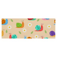 Seamless Pattern Cute Snail With Flower Leaf Banner And Sign 8  X 3  by Simbadda