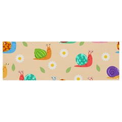 Seamless Pattern Cute Snail With Flower Leaf Banner And Sign 12  X 4  by Simbadda