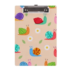 Seamless Pattern Cute Snail With Flower Leaf A5 Acrylic Clipboard by Simbadda