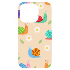 Seamless Pattern Cute Snail With Flower Leaf Iphone 14 Pro Black Uv Print Case by Simbadda