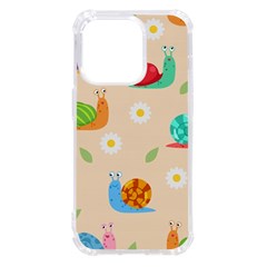 Seamless Pattern Cute Snail With Flower Leaf Iphone 14 Pro Tpu Uv Print Case by Simbadda